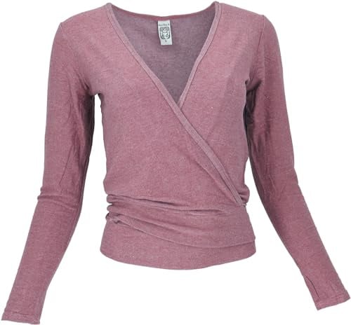 GURU SHOP Wickelshirt, Pullover, Wickeljacke, Yogashirt - Altrosa, Damen, Synthetisch, Size:L