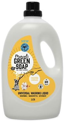 Marcel's Green Soap - Universal Waschmittel Vanille & Baumwolle - Waschflüssigkeit - Frei von Palmöl & Mikroplastik - Umweltfreundlich - Vegan - 97% Biologisch abbaubar - 3 L