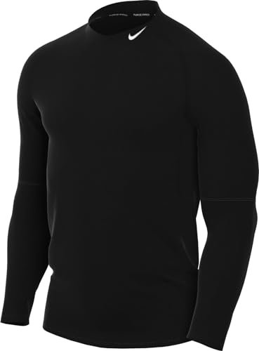 Nike Men's Pro Warmes Dri Fitness-Longsleeve mit Stehkragen für Herren Long Sleeve TOP, Black/White, XXL