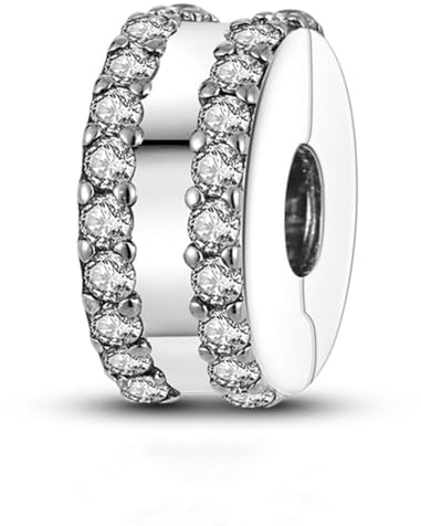 Lkwidi Charme Minimalistischer Kreis-Clip Charms-Anhänger 925 Sterling Silber Charm Bead Pendant für Europäische Armbänder und Halsketten