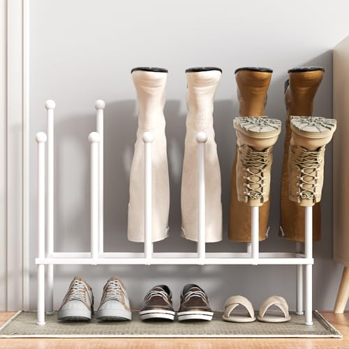 pickpiff Schuhregal Stehend Metall Weiß - Freistehende Schuhschrank, Schuhablage für Schlafsaal, Schrank, Eingangsbereich, Schlafzimmer, Terrasse, Outdoor, Flur, Schuhregal (Weiß, 6 pairs)