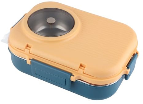 Pissente Ni?os Acero Inoxidable 304 Doble Capa 3 Compartimentos con Cubiertos y Taz¨®n Sopa Contenedor Preparaci¨®n Comida