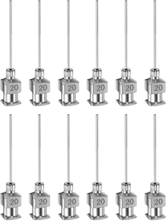 QUARKZMAN 12 Stück 20 Gauge Edelstahl Dosierkanülen, 1 Metallkleber-Nadelrohr mit stumpfer Spitze und Luer-Lock für dickflüssige Materialien, Tinte, Kleber, Laboreinsatz