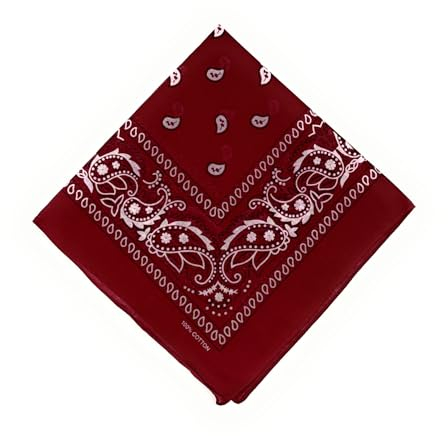FASHION YOU WANT Schals & Tücher Bandana Halstuch Bikertuch Nickituch Kopftuch Baumwolle Mundschutz Piratentuch ideal für Karneval Fasching Karnevalskostüm (bordeauxrot)