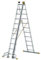DRABEST - MAX Aluminium Profi Leiter - 3 x 11 Stufen - rutschfeste Sprossen - 7,61 m lang - bis 150 kg - 3-teilig - für Baustelle - Mehrzweck-, Steh-, Auszieh-, Klapp-, Treppenleiter - Verstellbar