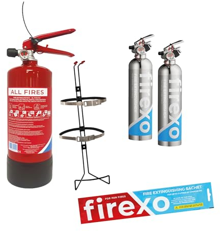 Firexo Pack de seguridad contra incendios para autocaravana Firexo Caravan - Pack de extintor multiusos para TODOS LOS INCENDIOS