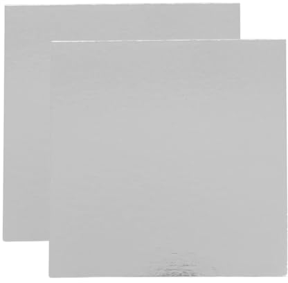 Bases para Tartas Cuadradas 25x25 cm | Pack de 10 Plata | Grosor 1 mm | Soporte Expositor en Cartón para Bizcochos, Pasteles y Dulces | Color Plateado
