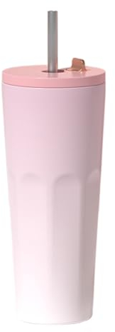 Porceosy Vasos aislantes para niñas, elegante taza de acero inoxidable de 700 ml para café con tapa 3 en 1, vaso térmico para bebidas frías, taza de viaje a prueba de fugas, pajita ancha, color rosa