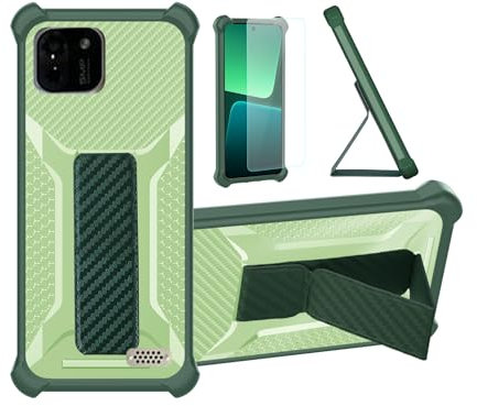 Aroepurt Coque pour UNO Premier5 Max Coque Étui Case Cover Hybride [avec Protection d'écran en Verre trempé] [Support magnétique Pliable] [givré résistant aux Empreintes digitales] Vert