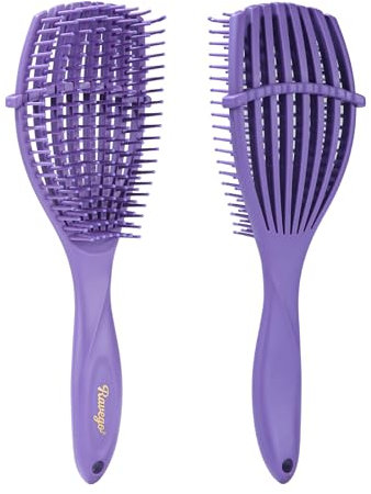 RAVEGO Haarbürste, Entwirrbürste für Naturhaar für Verworrenes, Welliges, Lockiges Haar, ideal für nasses/trockenes Haar, Glätten, Massieren und Entwirren (Violett)