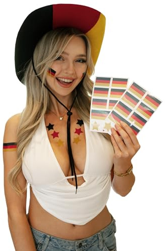 10 x Deutschland Fan Tattoo Karte - EM 2024 - Deutschland Karte - Limited Edition - Fahnen, Sterne - Temporay Body Tattoo (10)