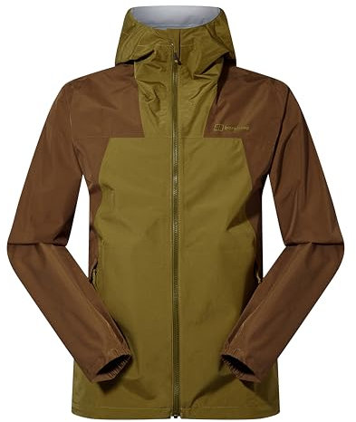 Berghaus Men's Deluge Pro Waterproof Shell Jacket | Adjustable | Durable Coat | Rain Protection, Oak Moss/Bark, L