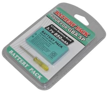 BenjiPower - Batteria di ricambio compatibile Gameboy Advance SP (GBA SP) 850 mAh agli ioni di litio con cacciavite