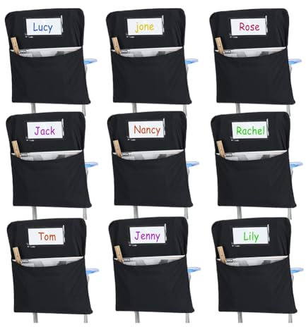 Begchy 6-Teilige Stuhl-Aufbewahrungstasche, Stuhltasche, Stuhltaschen für Klassenzimmer, Schüler-Stuhltaschen, Stuhl-Organizer mit Namensschild