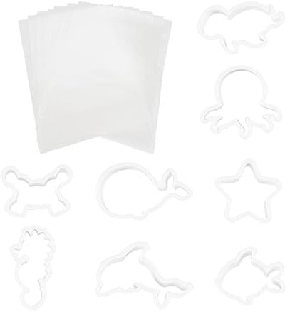8 Piece Cookie Cutter Set, 50 Cookie Ziplock Bags, Fish Cookie Cutter, Cookie Cutter Plastic, Animal Cutter, Cookie Decoration, Animal Cookie Cutter