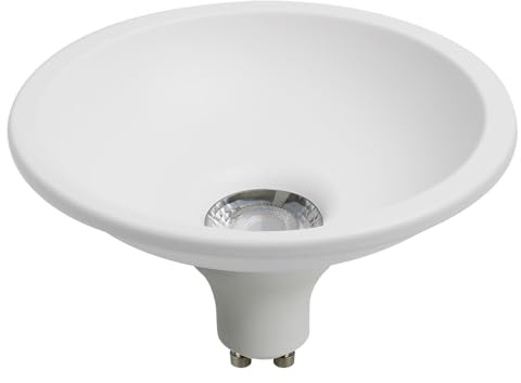 NCC-Licht LED Leuchtmittel Deep-Deco Reflektor Weiß 8W GU10 750lm warmweiß 3000K 36° Dimmbar + Ring Weiß ES111