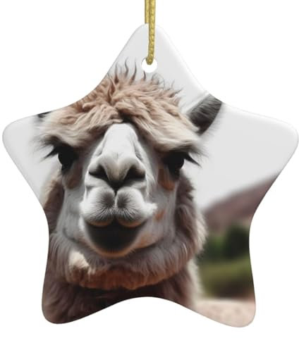 Lustige Alpaka Lama Weihnachtsschmuck Keramik Weihnachtsbaum Hängende Dekorationen Stern Xmas Anhänger für Weihnachtsdekorationen 2024 Christbaumschmuck Geschenke