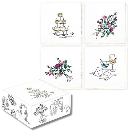 kate spade new york Lot de 52 serviettes en papier décoratives jetables pour cocktail Blanc Motif toile de mariée