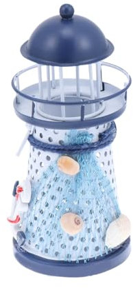 HOMOCONO Mediterraner Teelichthalter Eisen Kunst Leuchtturm Kerzenständer Deko Hochzeit Party Tischdekoration Geschenk
