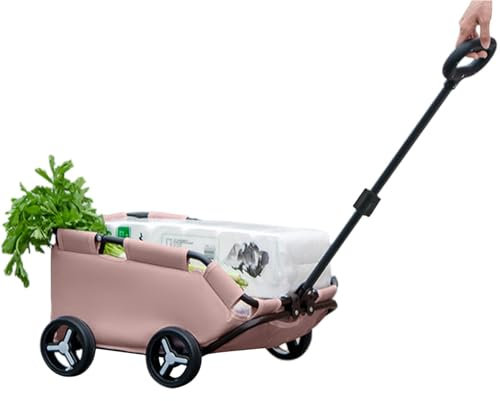 Hundewagen und Katzentragetasche, leicht, zusammenklappbar, mit 4 Rädern, tragbarer Reisewagen, zusammenklappbar, kompakt, haustierfreundlich, verstellbare Mobilität für einfache Lagerung