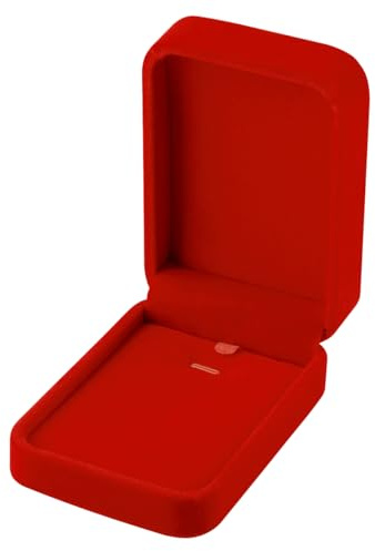 Lotsdonxia Samt Halskette Box - Schmuck Aufbewahrungsbox für Anhänger & Halsketten Box für Hochzeit, Geburtstag, Verlobung & besondere Anlässe (Rot)