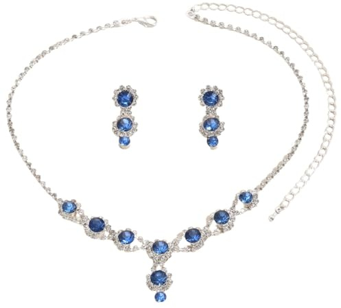 JEYORZY 3 Pcs Gioielli di Strass Set Glamour Collana Strass Orecchini Pendenti e Bracciale Set Gioielli da Argento Sposa in Cristallo Fidanzamento Nozze Regalo Gioielli per Donne e Ragazze