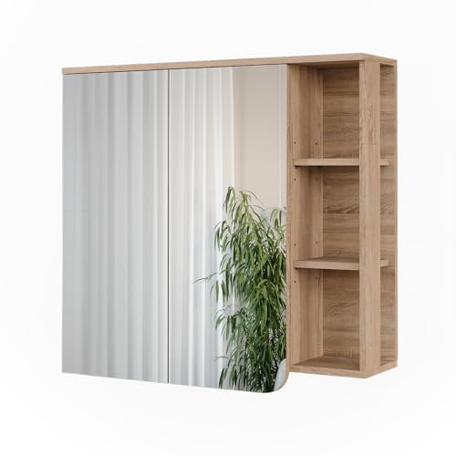 Vicco Spiegelschrank Karen, Sonoma/Weiß, 80 x 75 cm