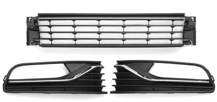 Front Kühlergrille Für VW Für Polo 6R 2014 2015 2016 2017 Front Stoßstange Nebel Licht Kühlergrill Abdeckung + Center Grille Set 6R0853677A9B9 Kühlergrill Grill