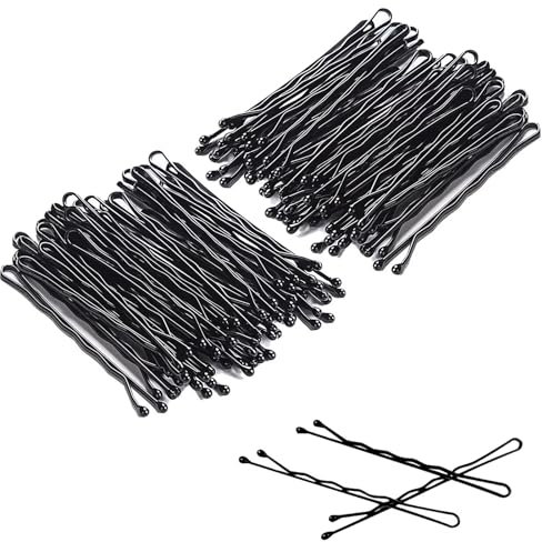 WOLMIK Haarnadeln, 100 Stück Wellenform Haarklammern, Metall Bobby Pins, Haarnadel-Set für Kinder, Mädchen Haarzusätze, Friseursalon (Schwarz)