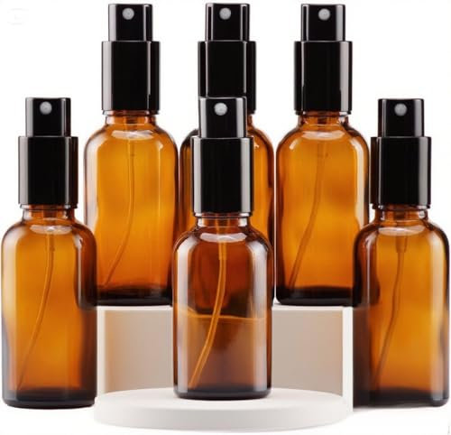 6 Flacons Spray Vides 30ml en Verre Ambré avec Entonnoirs Pipettes et Étiquettes – Bouteilles Pulvérisateurs Rechargeables pour Huile Essentielle Brumisateur Eau Parfum Cosmétique
