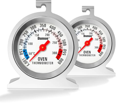 Dunuo 2-Pack Oven Thermometer for Gas and Electric Ovens, 50-300°C/100–600°F in-Oven Temperature Gauge, 304 Stainless Steel, Analog Instant Read, Oven Safe for Cooking & Baking, Pizza.