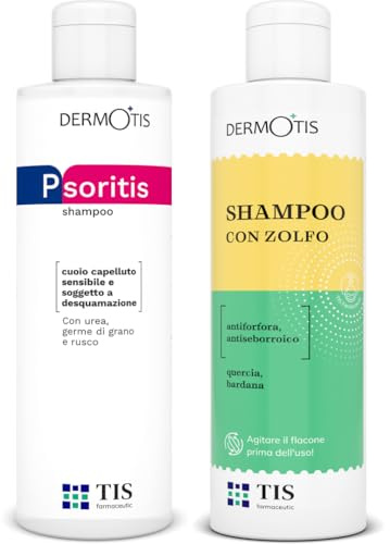 Kit Completo Cura Cuoio Capelluto: Shampoo Urea 10% per Psoriasi & Dermatite Seborroica + Shampoo Zolfo Antiforfora per Prurito, Squame, Controllo del Sebo | Lenisce l'Irritazione, Capelli Forti, Sani