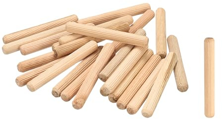 sourcing map Lot de 100 chevilles droites cannelées en bois - 10 mm x 80 mm - Pour travaux manuels, meubles, bricolage