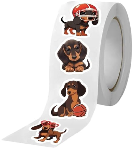 Brxmpn 500 Stücke/Rolle Nette Dackel Hund Aufkleber Wurst Haustier Hunde Aufkleber Tier Graffiti Aufkleber DIY Gitarre Laptop Notebook Koffer Aufkleber