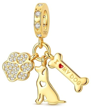 SOUTHPLUS Charms Anhänger Silber 925 Herz Tiere Charms Hund für Armbänder, Anhängerperlen, Anhängerketten, Schmuck, Geschenk für Frauen, Familie, Freunde