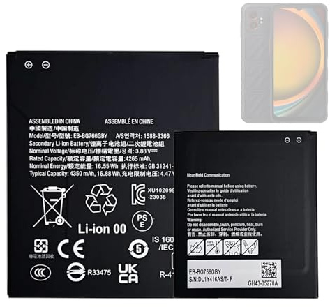 HIGHAKKU Replacement Battery EB-BG766GBY Compatible with Galaxy XCover 7 Pro SM-G766 GH43-05270A Mobile Phone with NFC