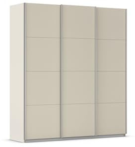 Rauch Möbel KULMBACH, Schwebetürenschrank, Farbe Beige, Breite 203 cm | Kleiderschrank mit Schwebetüren, Schiebetüren, 3-türig, Zubehör Basic, für Schlafzimmer, Jugendzimmer, Garderobe, Flur