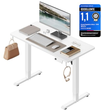WOLTU Bureau Assis Debout Électrique, Réglable en Hauteur, 100x48, Blanc