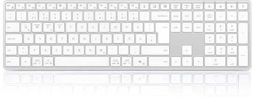 Bnnwa Kabellose Bluetooth-Tastatur für Multi-Geräte,QWERTY-DE Layout | Tastatur In StandardgrößE Mit Ziffernblock,Schlankes Design,Leises Tippen,Kompatibel Mit Computern/Windows/Pcs/Laptops