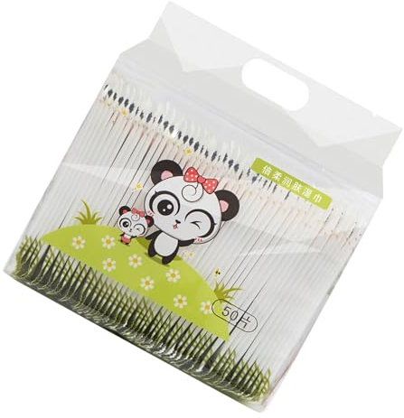 GOWENIC Soft Baby Skin Wipes 50 Count | Mini Single Use Hand & Face Wipes for Travel, Gentle Non Woven Fabric (Panda Meimei 50 tablets pack)