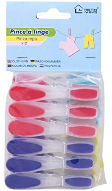 Pinzas para ropa de silicona de colores. 12 unidades.