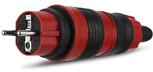 REV PROFI Gummistecker, Schutzkontaktstecker für Aussenbereich IP44, 230VAC, mehrfarbig, 16 x 5 x 5cm