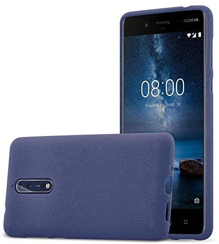 cadorabo Case works with Nokia 8 2017 in FROST DARK BLUE - Shockproof and Scratch Resistant TPU Silicone Cover - Ultra Slim Protective Gel Shell Bumper Back Skin