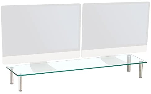 Charles Jacobs Dual/Twin Monitor Riser Stand - 100cm Wide - Clear 14cm Tall
