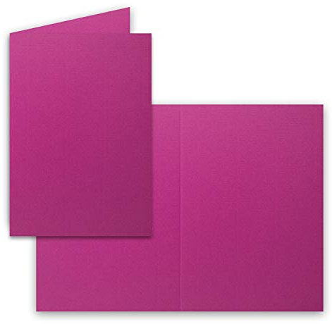 50x cartoncini pieghevoli DIN A6 in Amarena (rosa, rigato) - 10,5 x 14,8 cm - Vuoto - Cartoncini doppi - 240 g/m²