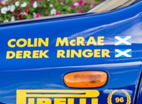 555 Colin McRAE Derek Ring 555 V Limited Wing Rallye-Aufkleber, 4 Stück mit schottischer Flagge