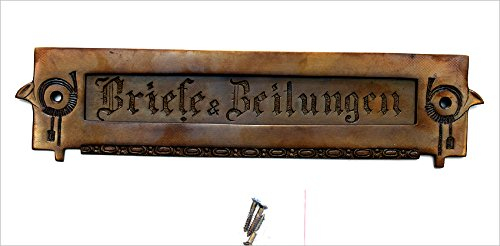 Graf von Gerlitzen Antik Style Jugendstil Briefschlitz Briefklappe Brief Schlitz Klappe Brief Einwurf Briefeinwurf Post Postklappe Messing TLP-1A