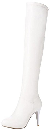 Smilice Stivali alti al ginocchio da donna con tacco alto a gambo lungo, bianco, 36 EU
