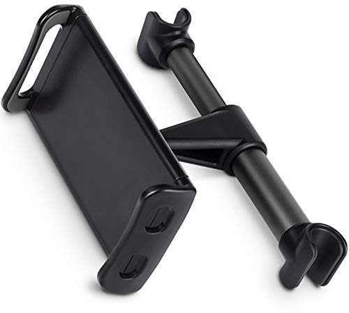 CLM-Tech Tablet Soporte Auto Reposacabezas, Móvil Poseedor Coche Asiento Trasero 360° Rotación, Universal para 4-11 Pulgadas Tablet y Smartphone, Negro