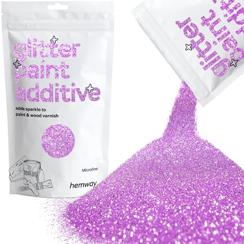 Hemway Lavande Glitter peinture Additif Microfin 1/256 0.1mm pour l'émulsion Peintures à l'eau - Intérieur et Extérieur Mur, Plafond, bois, vernis, mat, brillant, satin, soie - 100 g / 3,5 oz